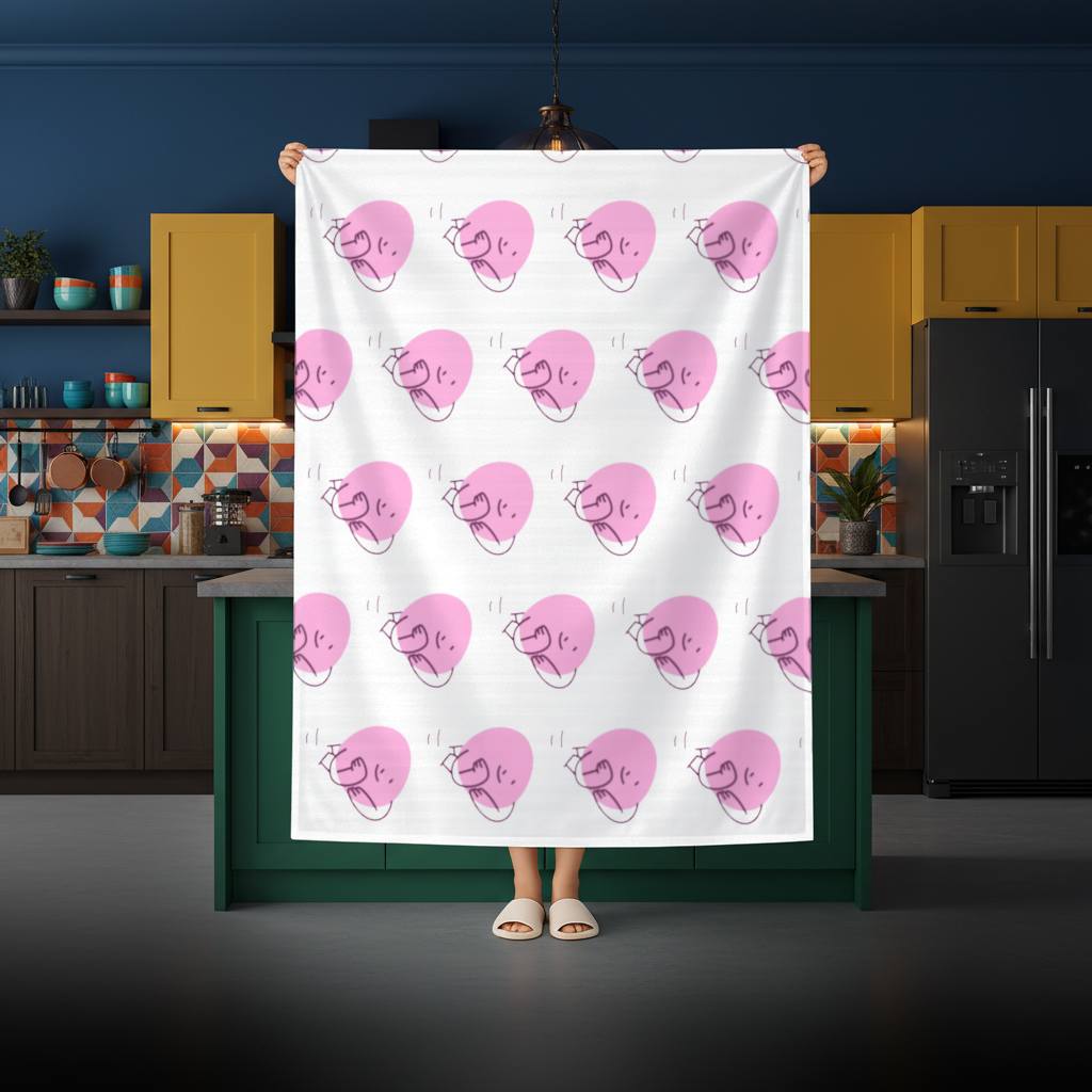 Cute Pink Lying Character Illustration Rectangular Tablecloth