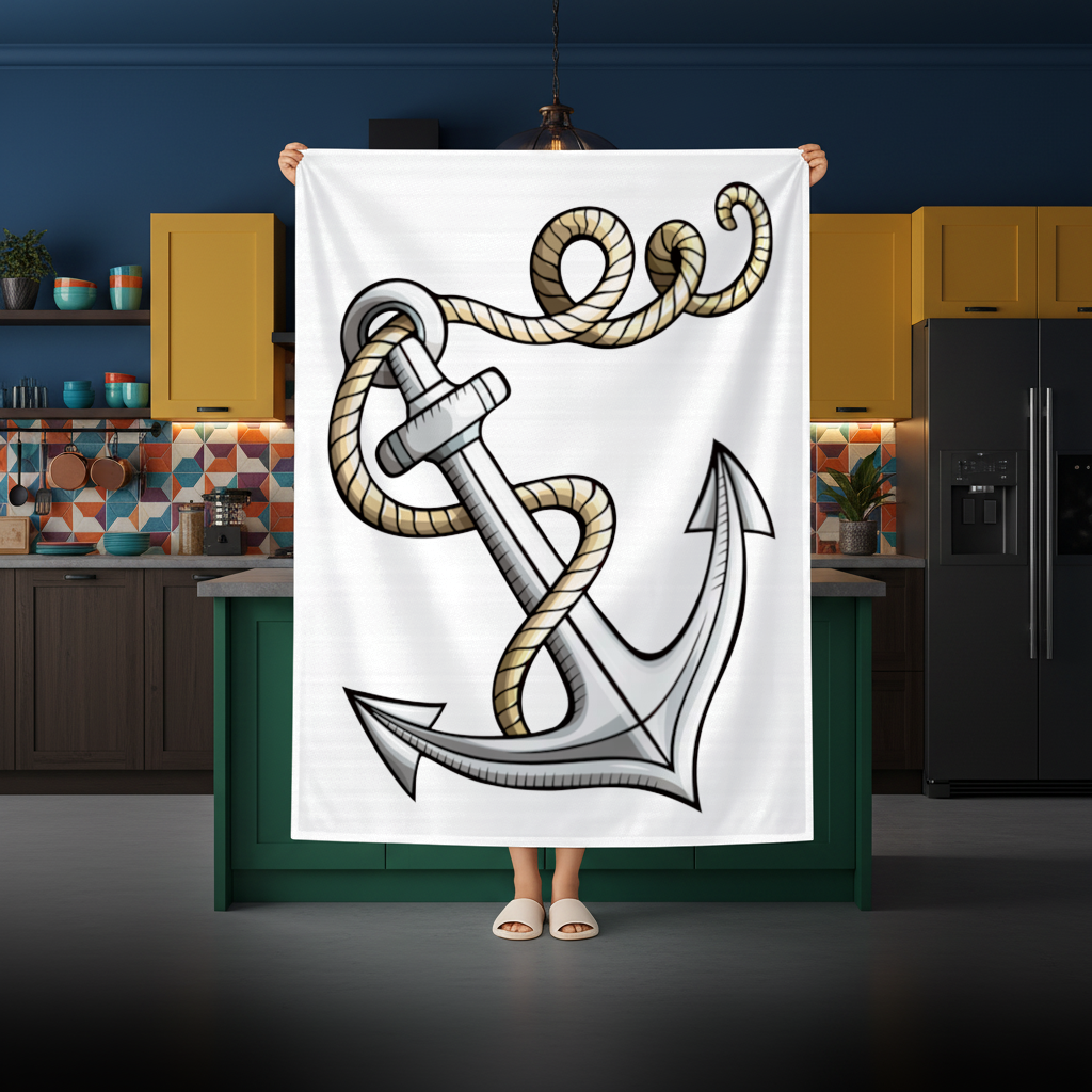 Sailor Anchor with Rope Tattoo Art Rectangular Tablecloth