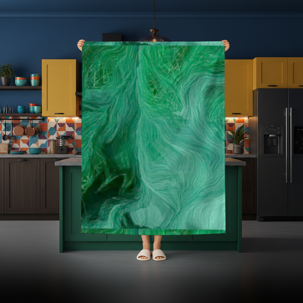 Black and green marbling Rectangular Tablecloth