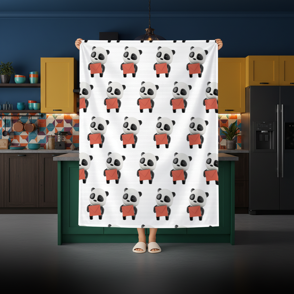 Happy Panda Character Holding Red Envelope Rectangular Tablecloth