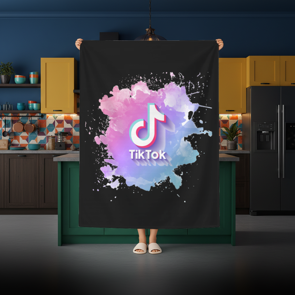 TikTok Logo with Watercolor Effect Rectangular Tablecloth