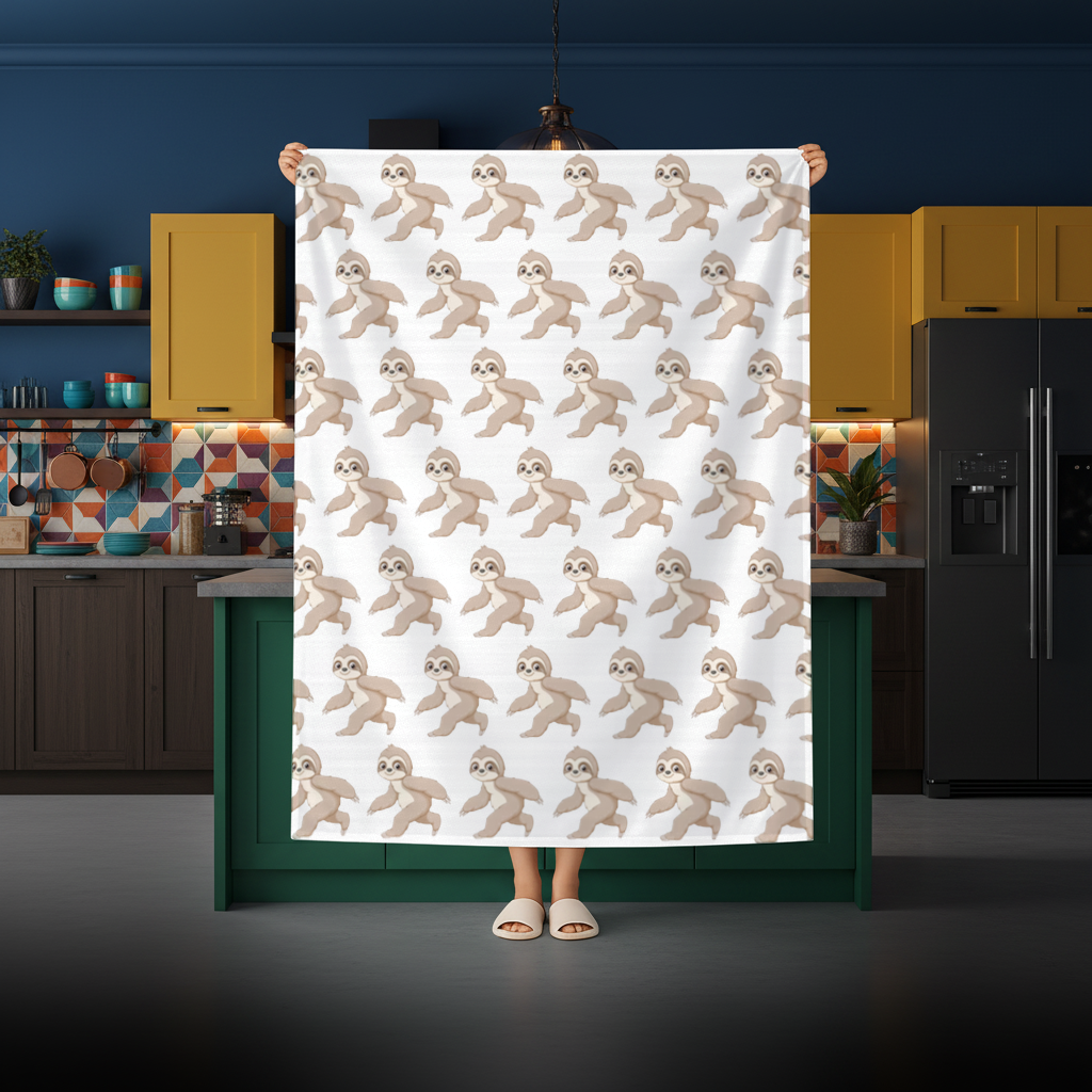 Cute Joyful Walking Sloth Rectangular Tablecloth