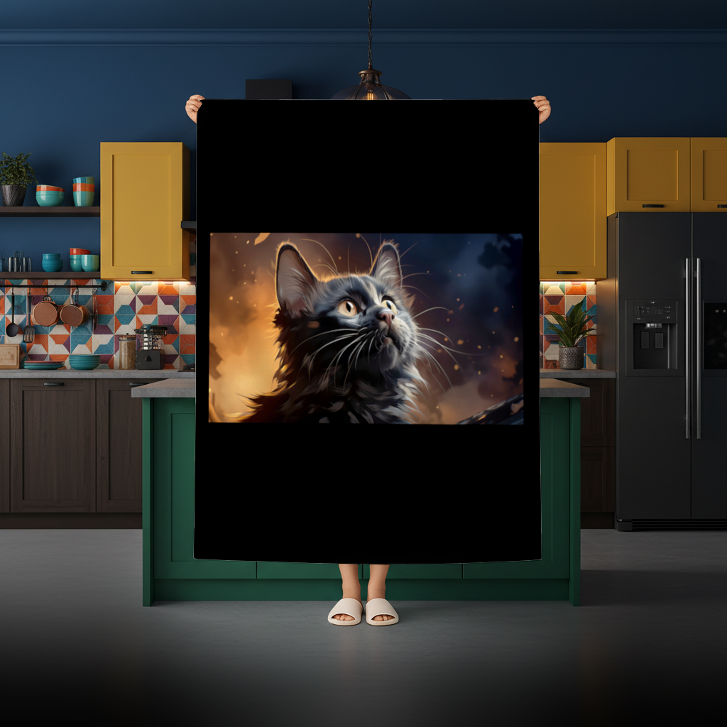 Black Cat Digital Art Rectangular Tablecloth