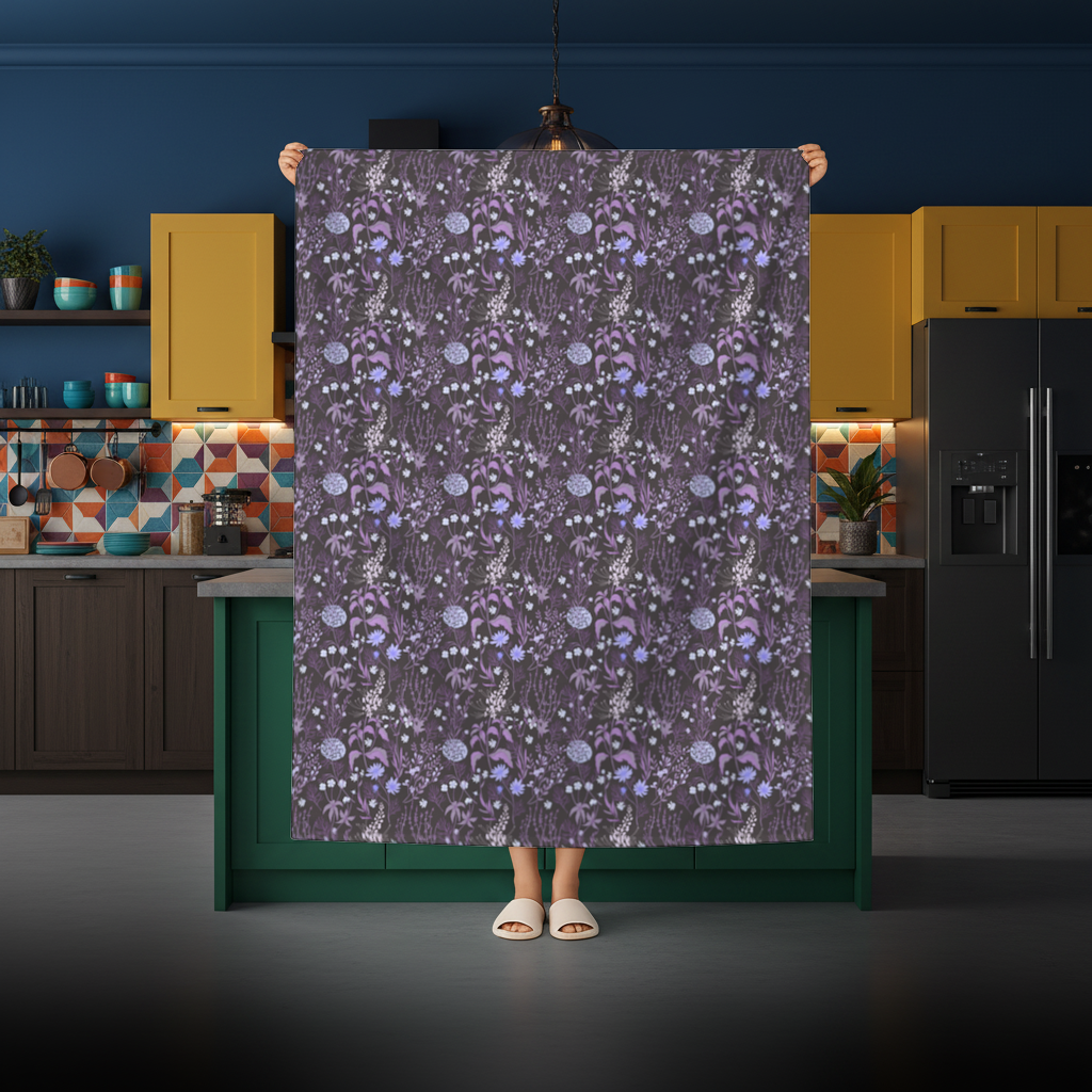 Purple Gothic Botanical Rectangular Tablecloth