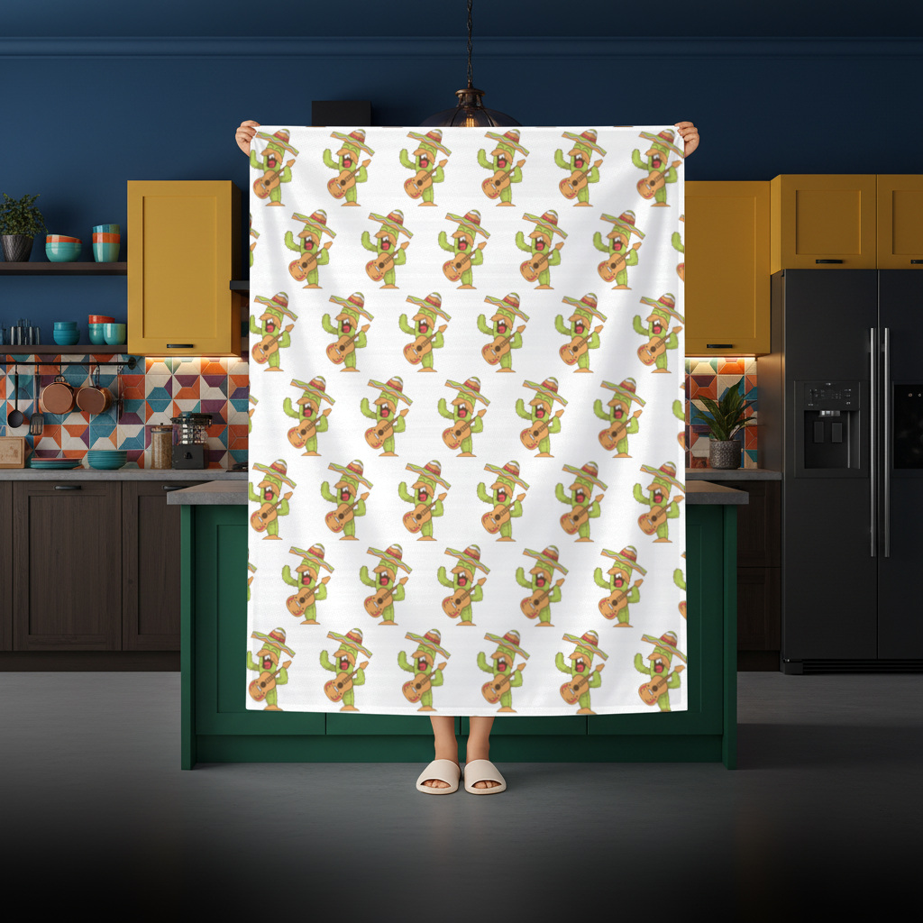 Mariachi Cactus Playing Guitar Rectangular Tablecloth