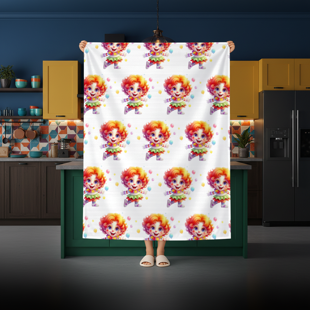 Cute Rainbow Hair Happy Clown Rectangular Tablecloth