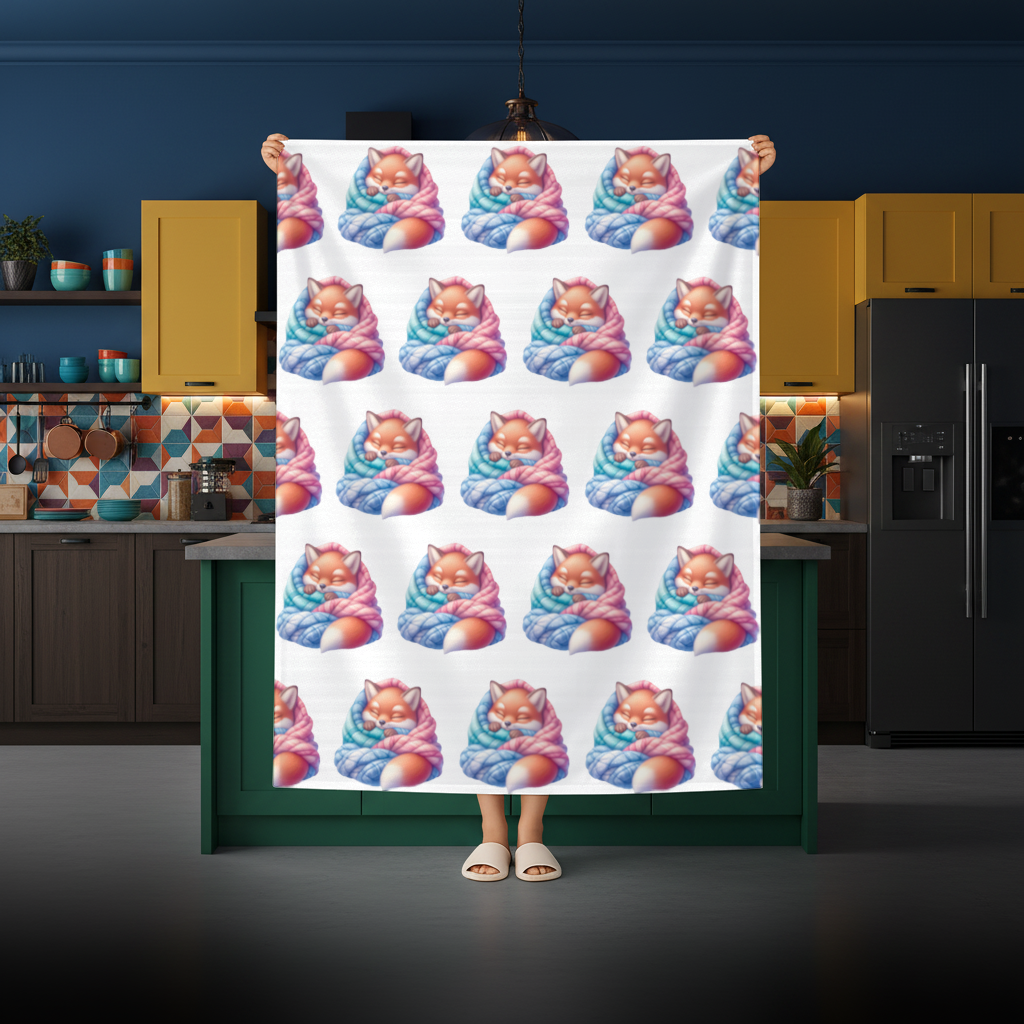 Sleeping Fox Knitted Blanket Rectangular Tablecloth