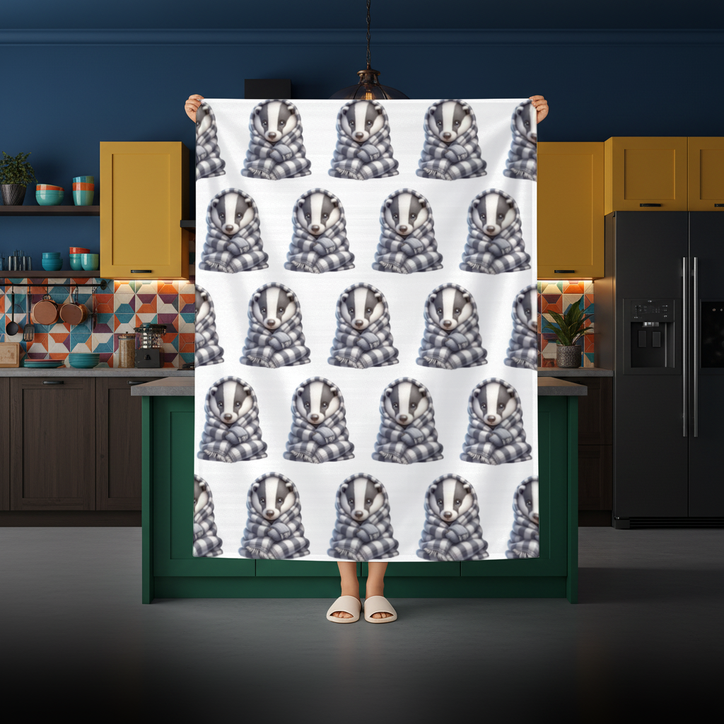 Cozy Baby Badger Wrapped in Blanket Rectangular Tablecloth