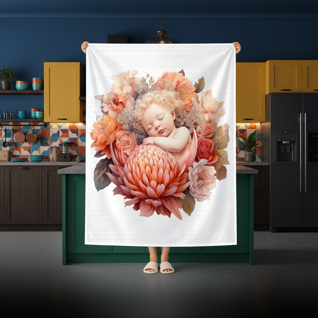 Ethereal Cottagecore Sleeping Baby Rectangular Tablecloth