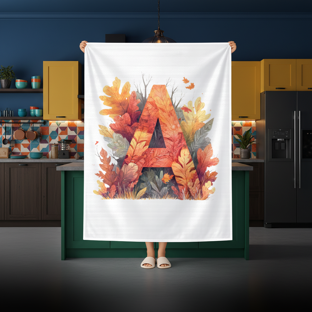 Autumn Leaf Letter A Monogram Rectangular Tablecloth