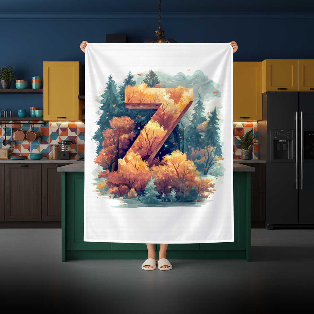 Autumn Leaf Forest Letter Z Rectangular Tablecloth