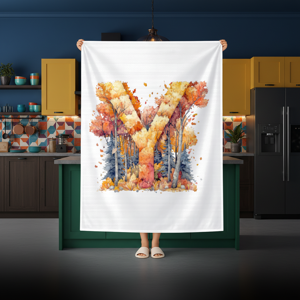 Autumn Forest Letter Y Rectangular Tablecloth