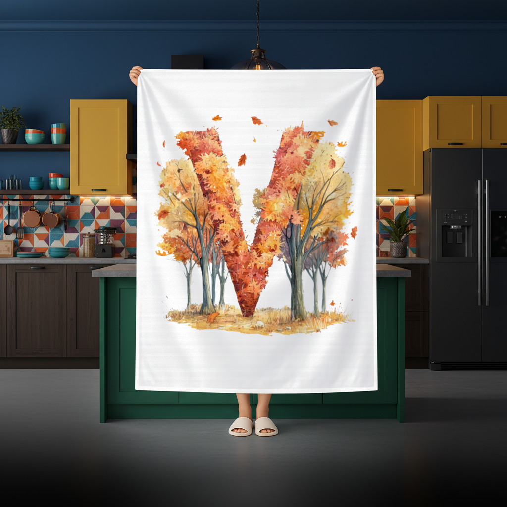 Orange Autumn Forest Letter M Rectangular Tablecloth