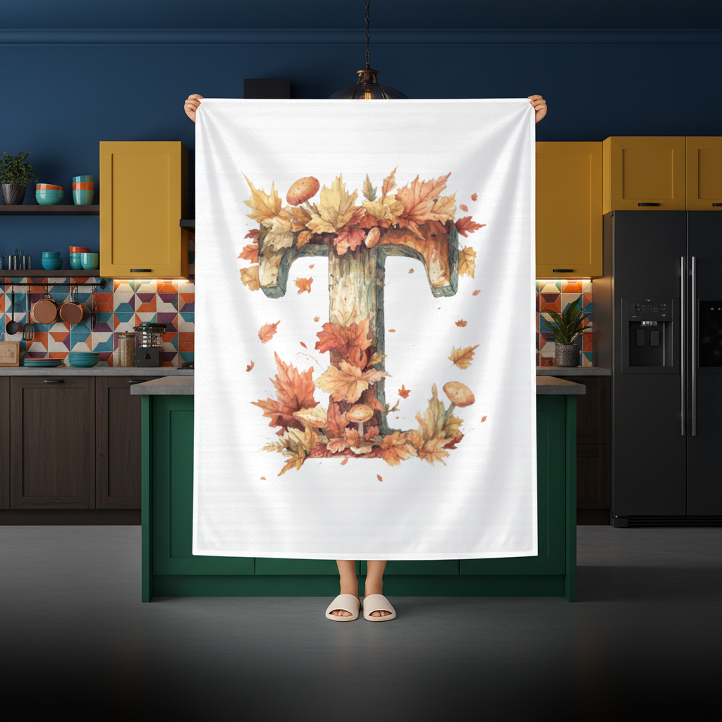 Autumn Leaf Wooden Letter T Rectangular Tablecloth