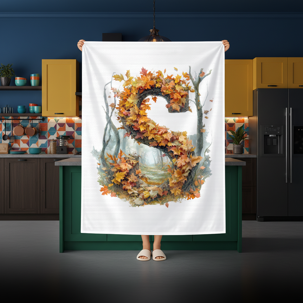 Autumn Maple Leaf Letter S Rectangular Tablecloth