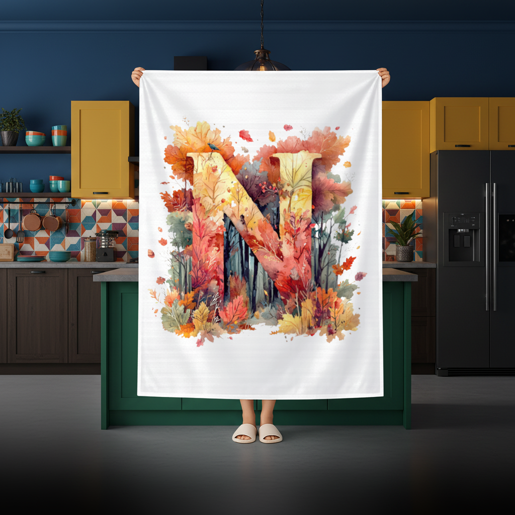 Autumn Leaf Monogram N Rectangular Tablecloth