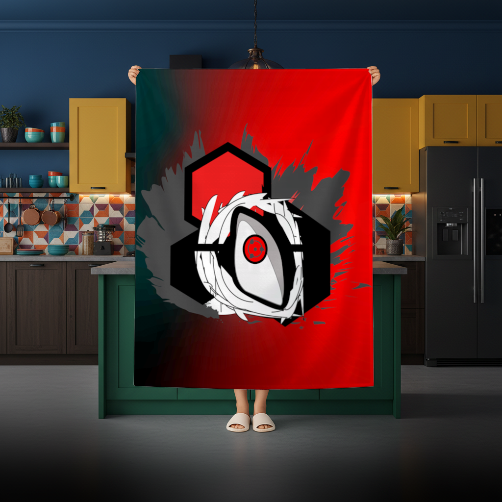 Mistik Kırmızı Göz Hegzagon Masa Örtüsü