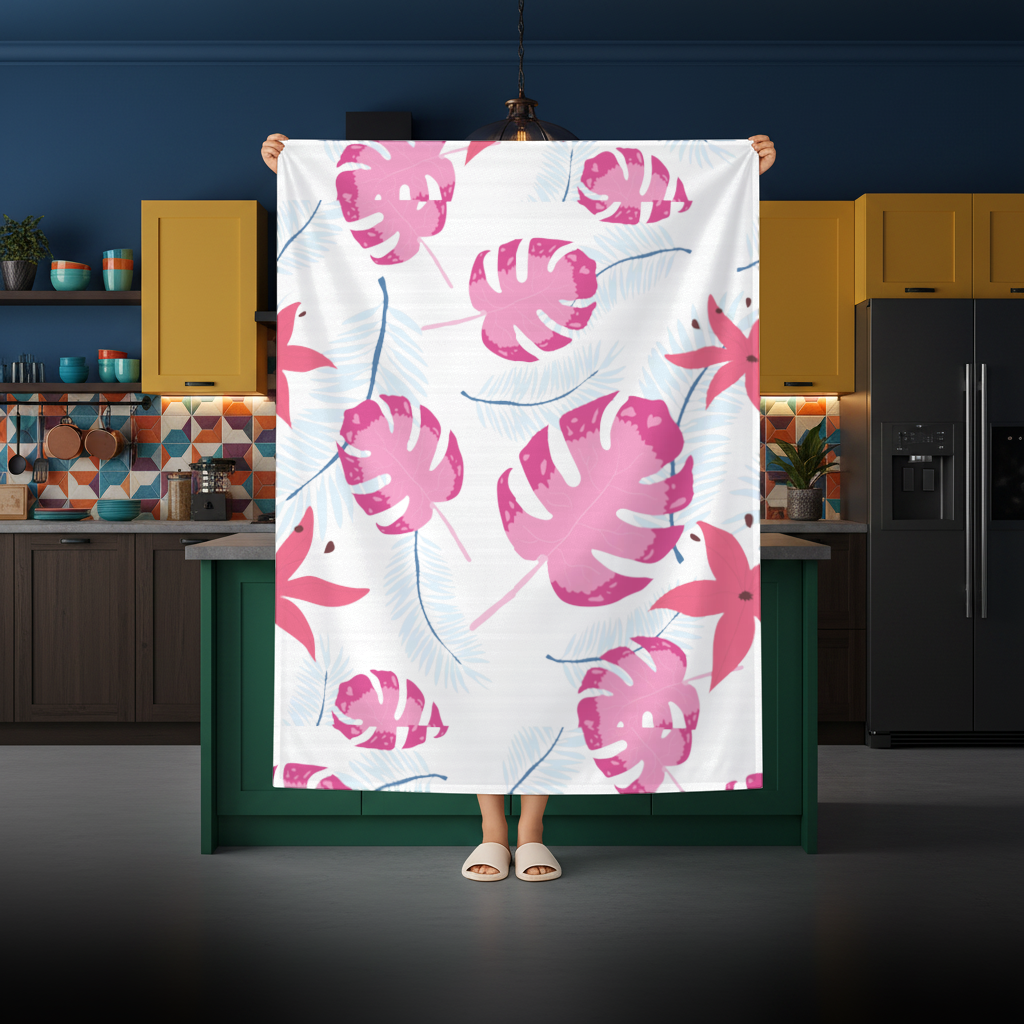 Pink Monstera and Tropical Lily Rectangular Tablecloth