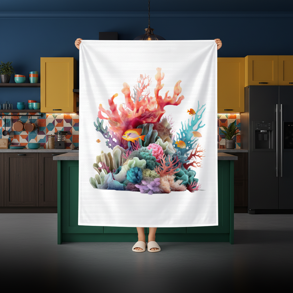 Vibrant Coral Reef and Tropical Fish Rectangular Tablecloth