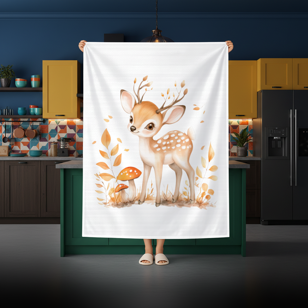 Whimsical Autumn Woodland Fawn Rectangular Tablecloth