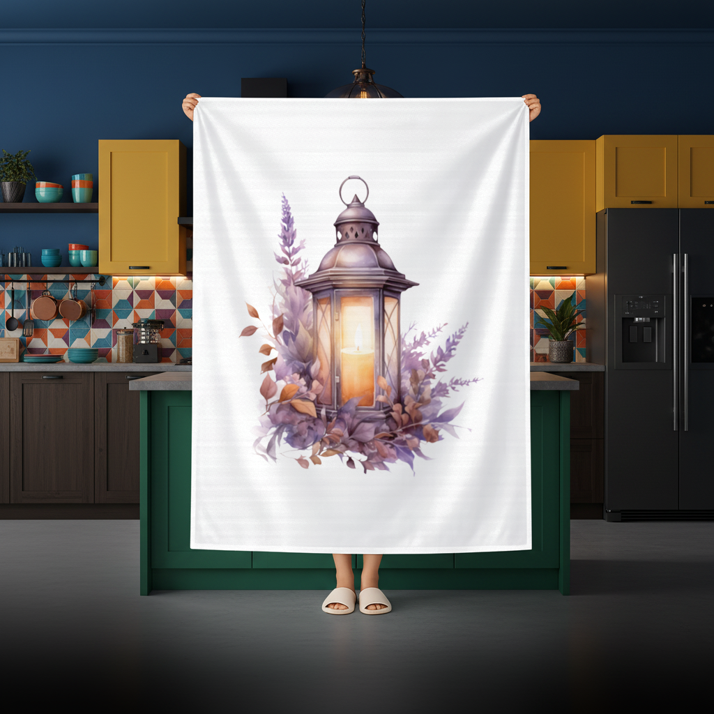 Cottagecore Lavender and Leaves Lantern Rectangular Tablecloth