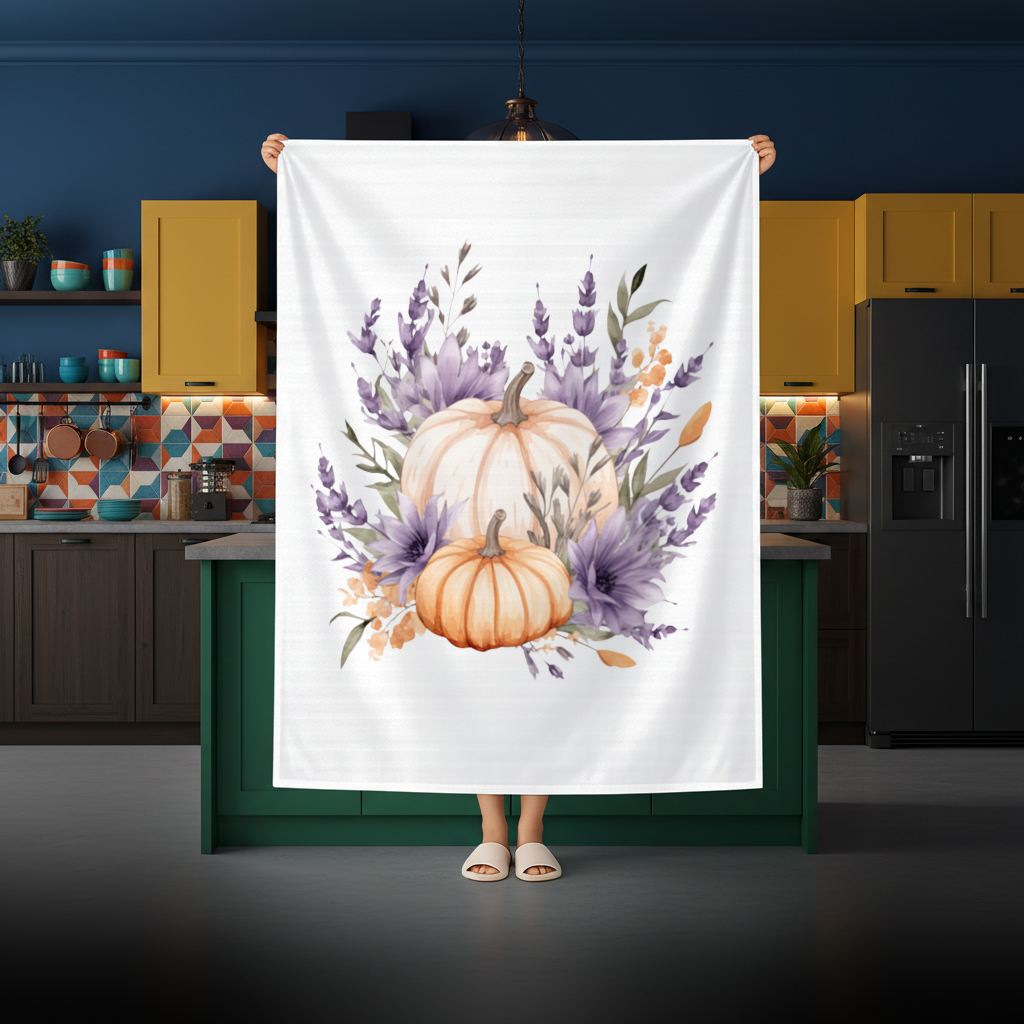 Lavender and Pumpkin Autumn Bouquet Rectangular Tablecloth