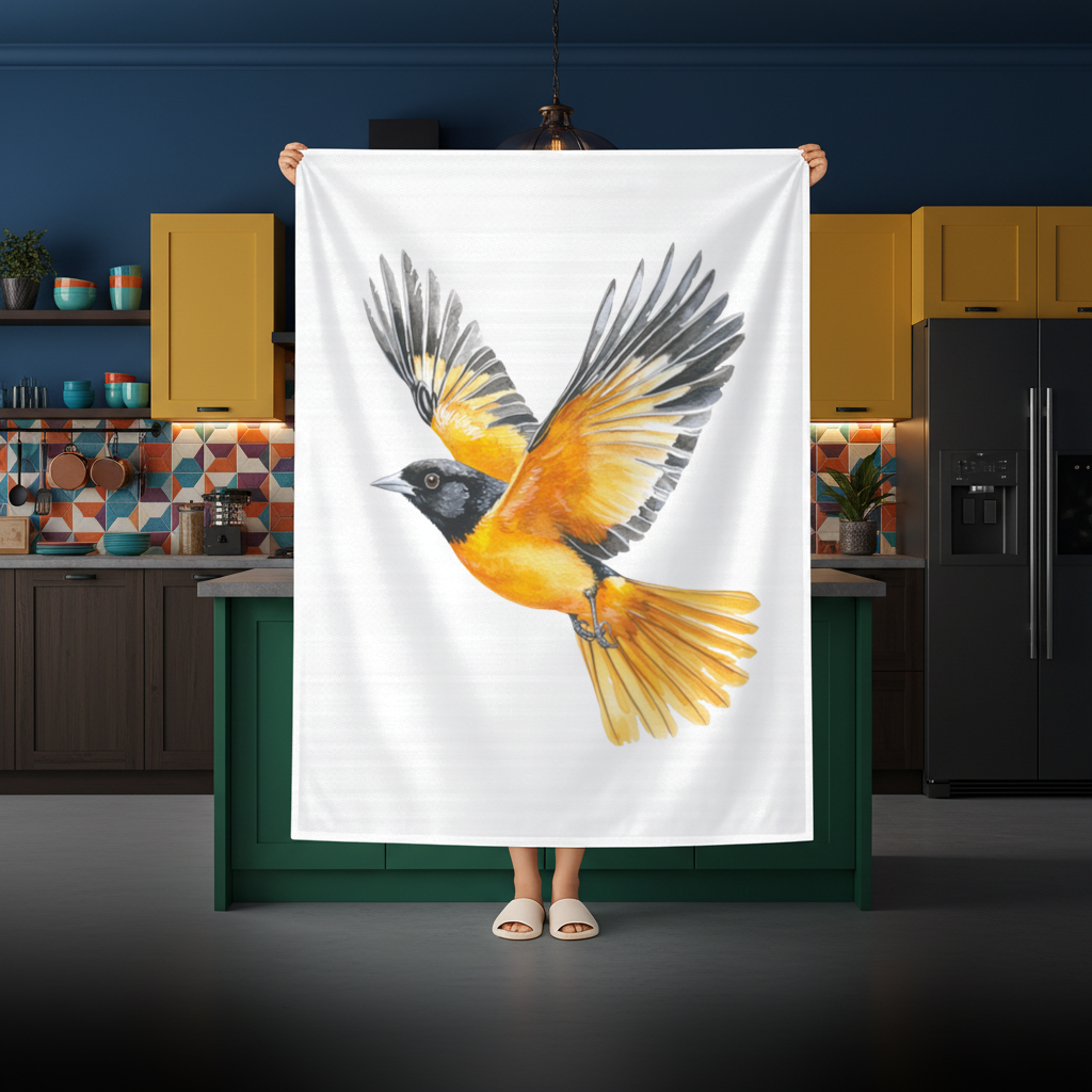 Watercolor Baltimore Oriole Rectangular Tablecloth