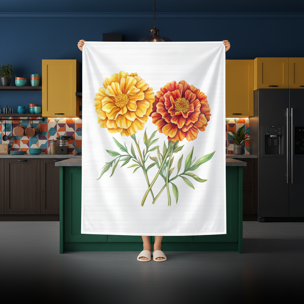 Botanical Yellow Orange Marigold 