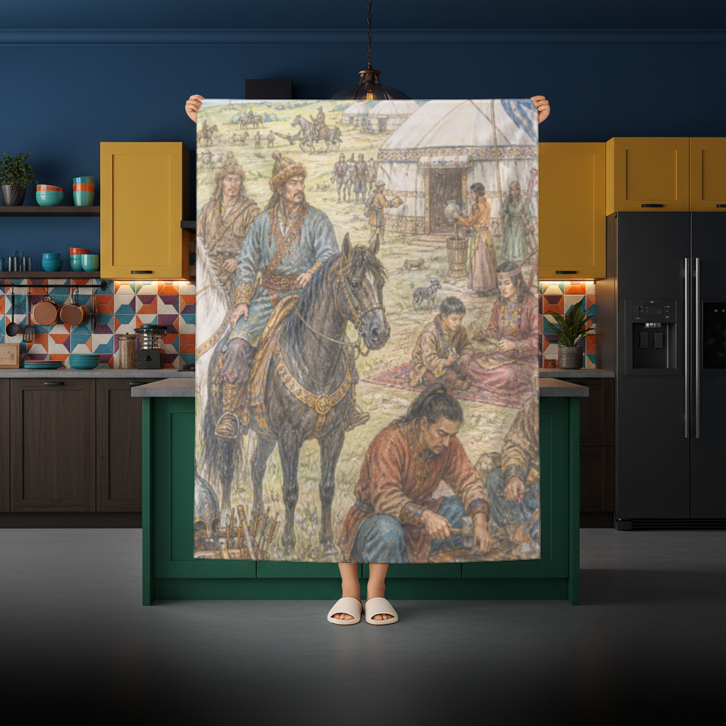 Blacksmiths of the Steppe Ancient Nomadic Camp Art Rectangular Tablecloth