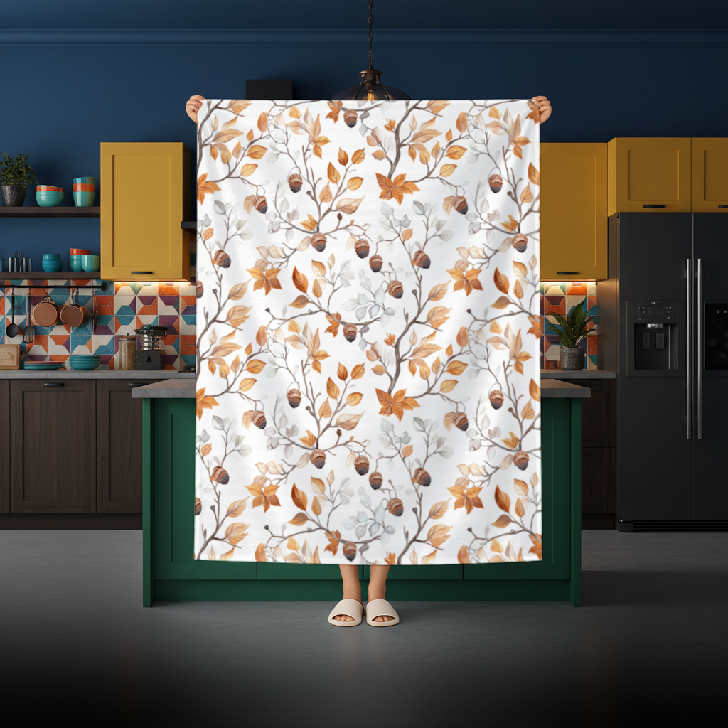 Watercolor Fall Acorns and Leaves Rectangular Tablecloth