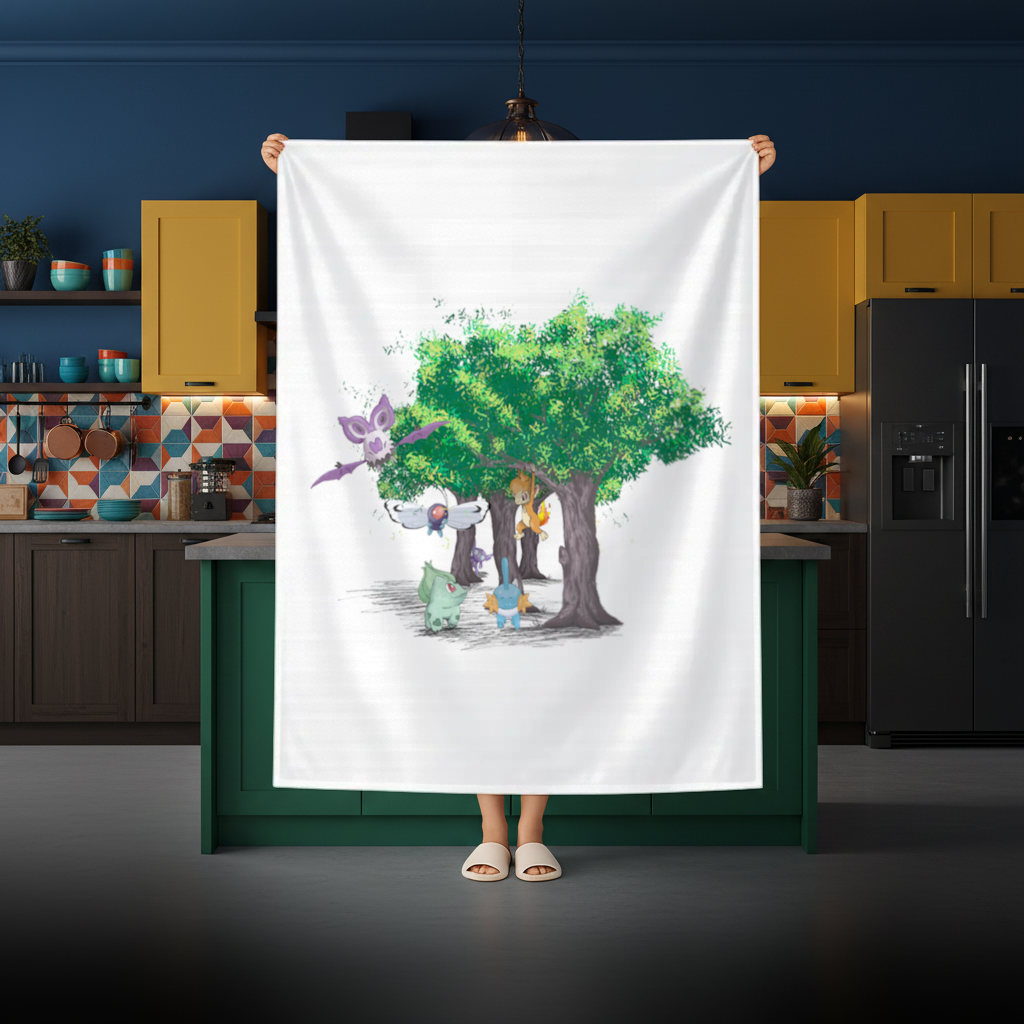 Fanmade Fakemon Characters, happy friends, anime characters Rectangular Tablecloth