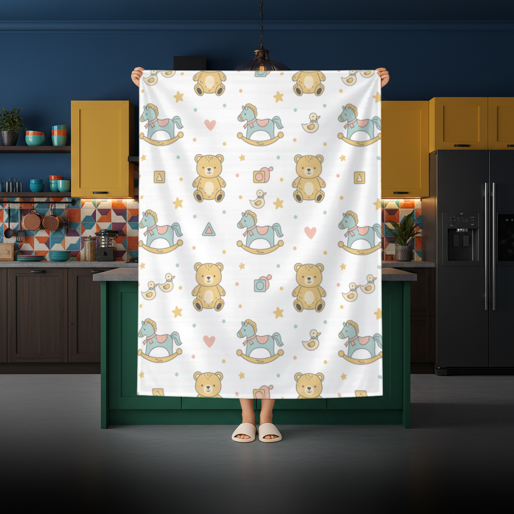 Cute Toy Pattern Kids Background Rectangular Tablecloth