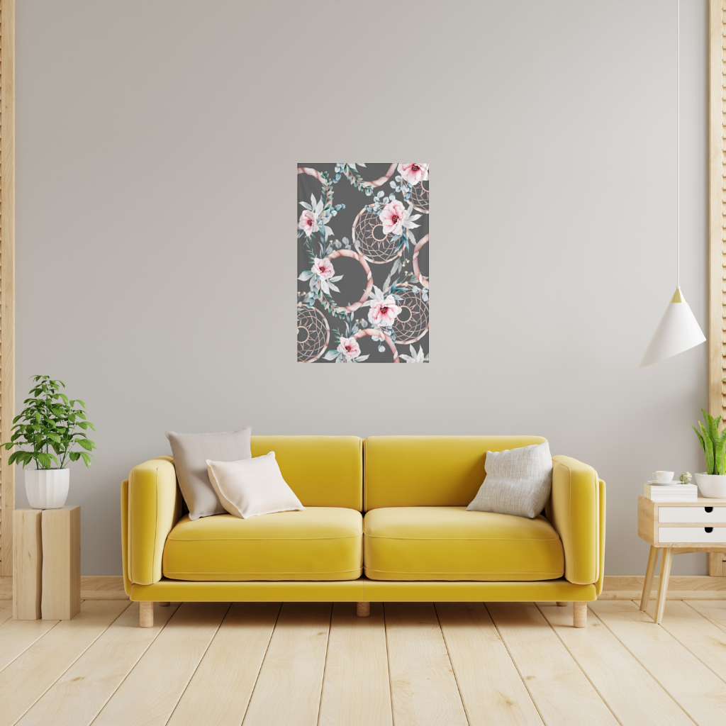Boho Floral Dreamcatcher Pattern Wall Tapestry