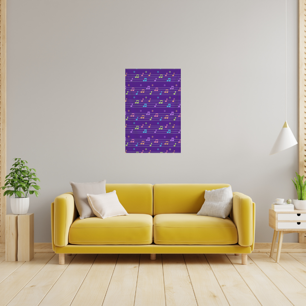 Colorful Music Notes and Modern Rhythm Seamless Pattern Wall Tapestry