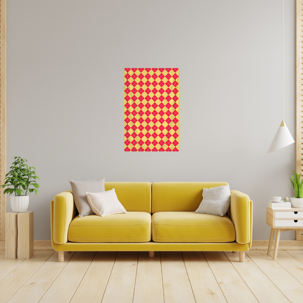 Red and Yellow Argyle Geometric Pattern Background Wall Tapestry