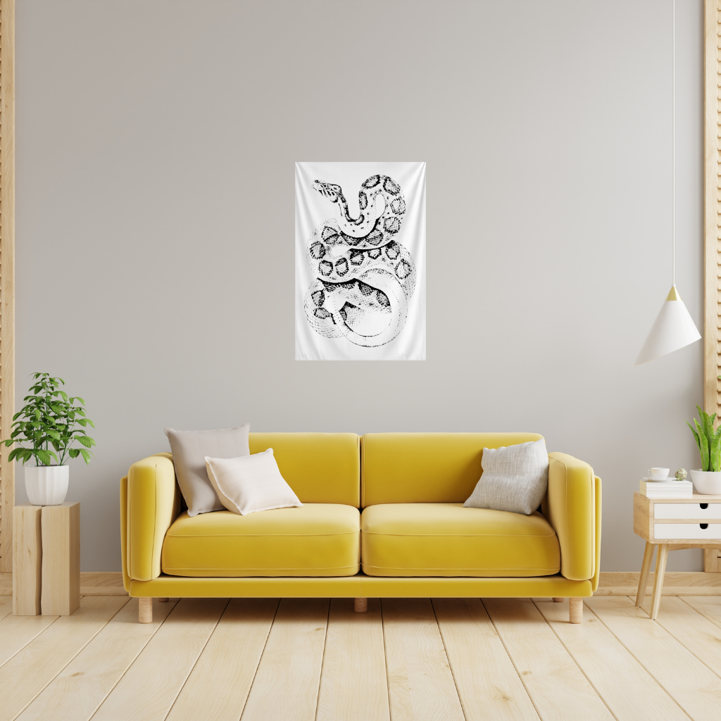 Detailed Vintage Rattlesnake Illustration Wall Tapestry
