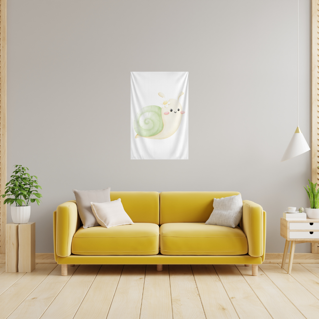 Cute Snail Illustration Wall Tapestry