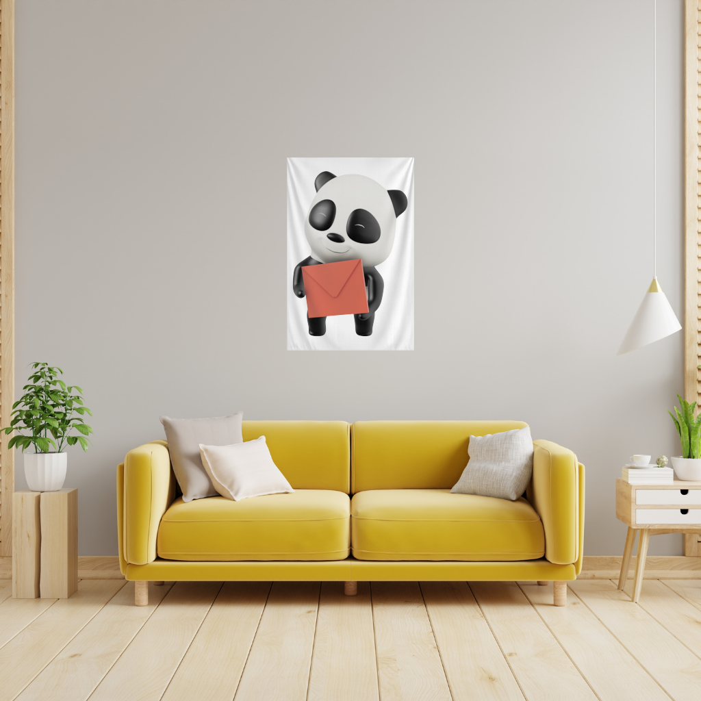 Happy Panda Character Holding Red Envelope Wall Tapestry