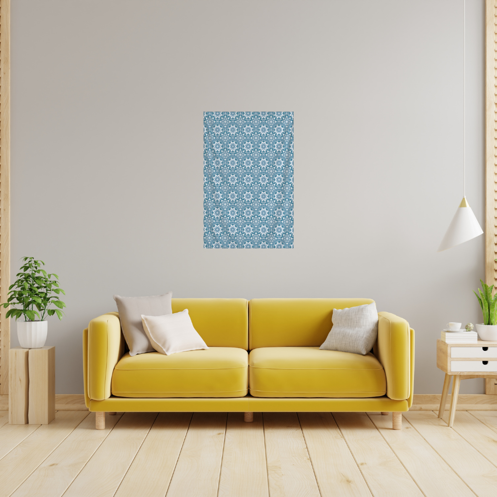 Elegant Blue Mandala Pattern Wall Tapestry