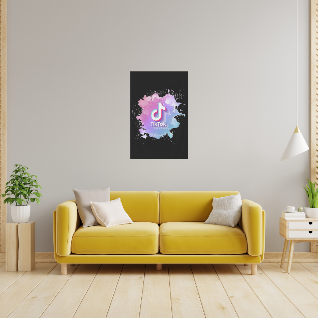 TikTok Logo with Watercolor Effect Wall Tapestry