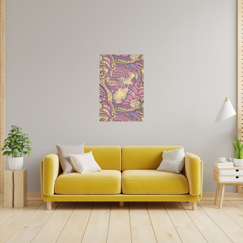 Psychedelic Zentangle Floral Wall Tapestry