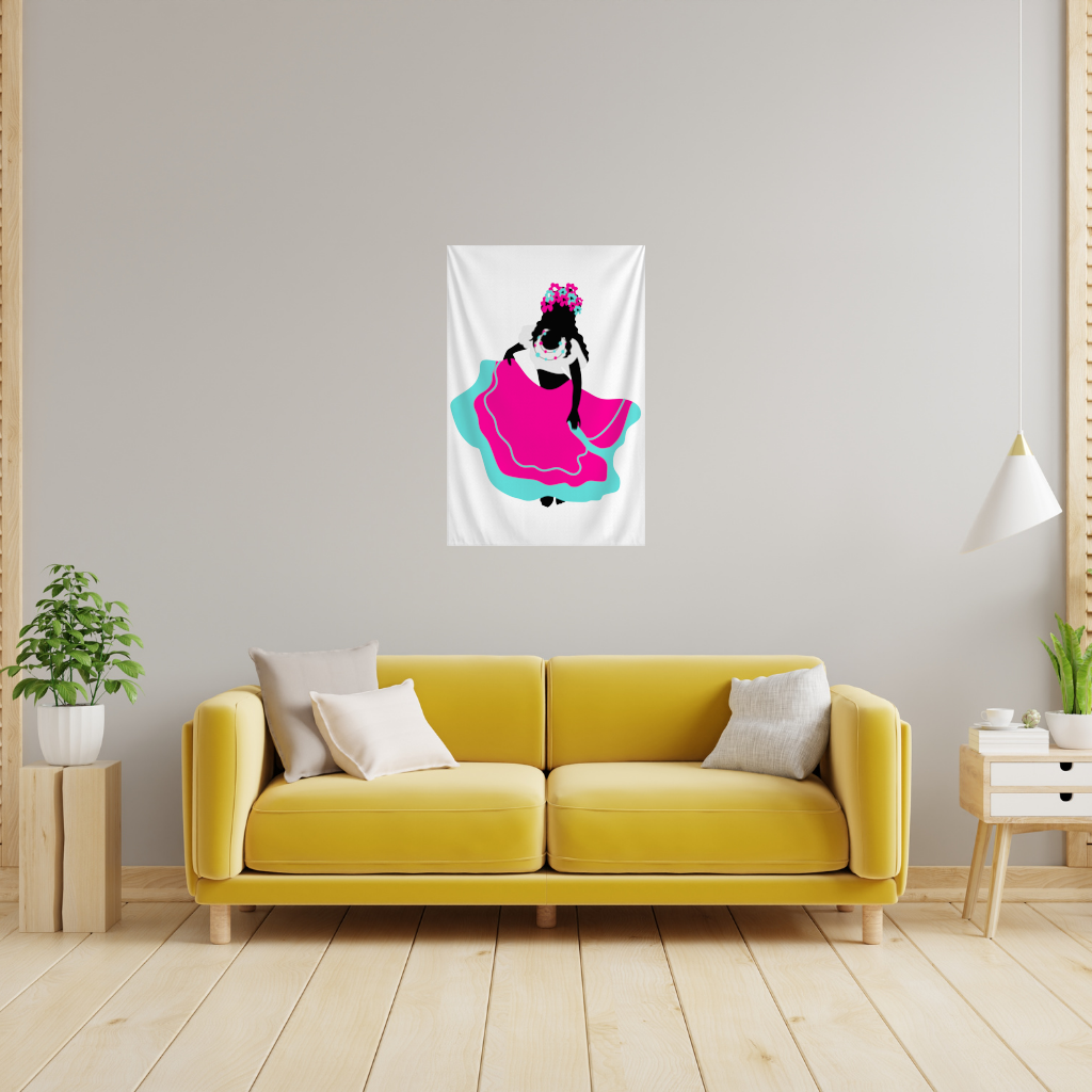 Mexican Folklorico Dancer Silhouette Wall Tapestry