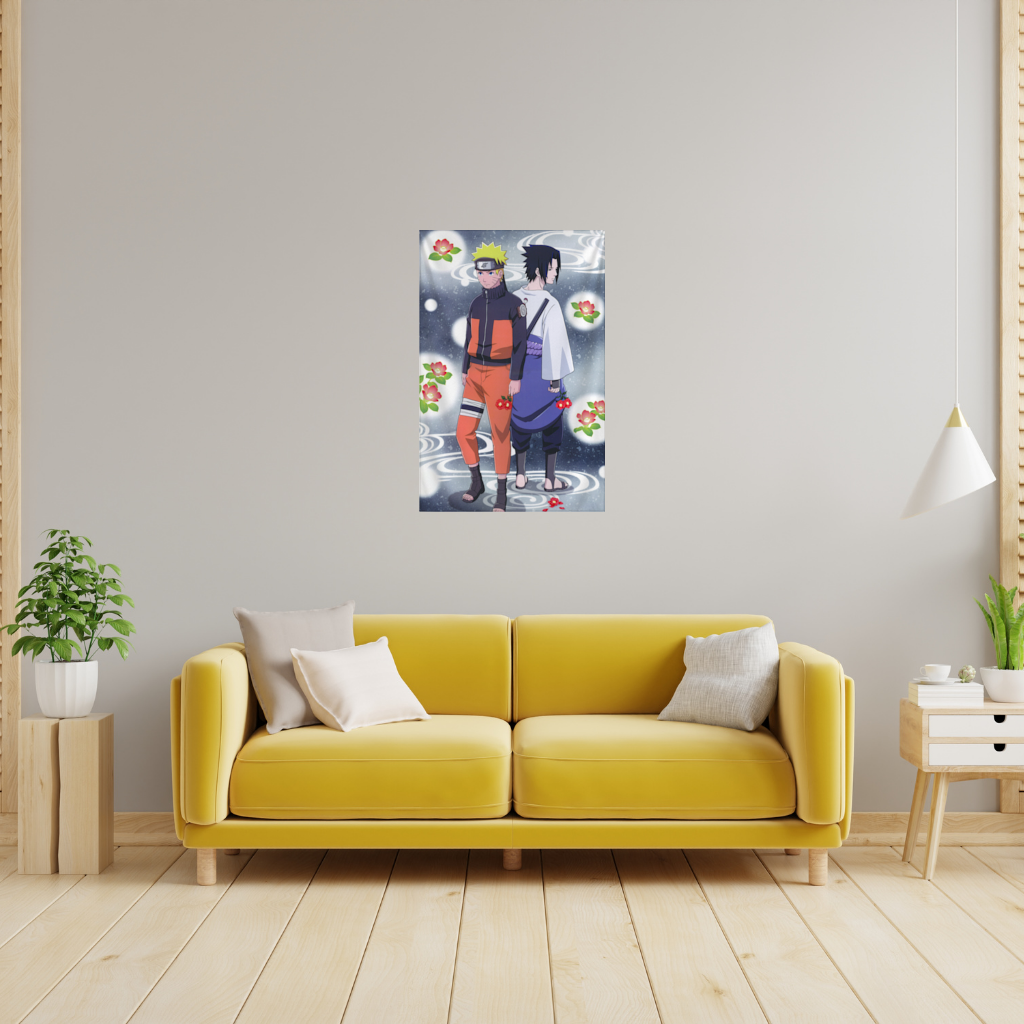 Two Rival Warriors with Red Camellias Wall Tapestry