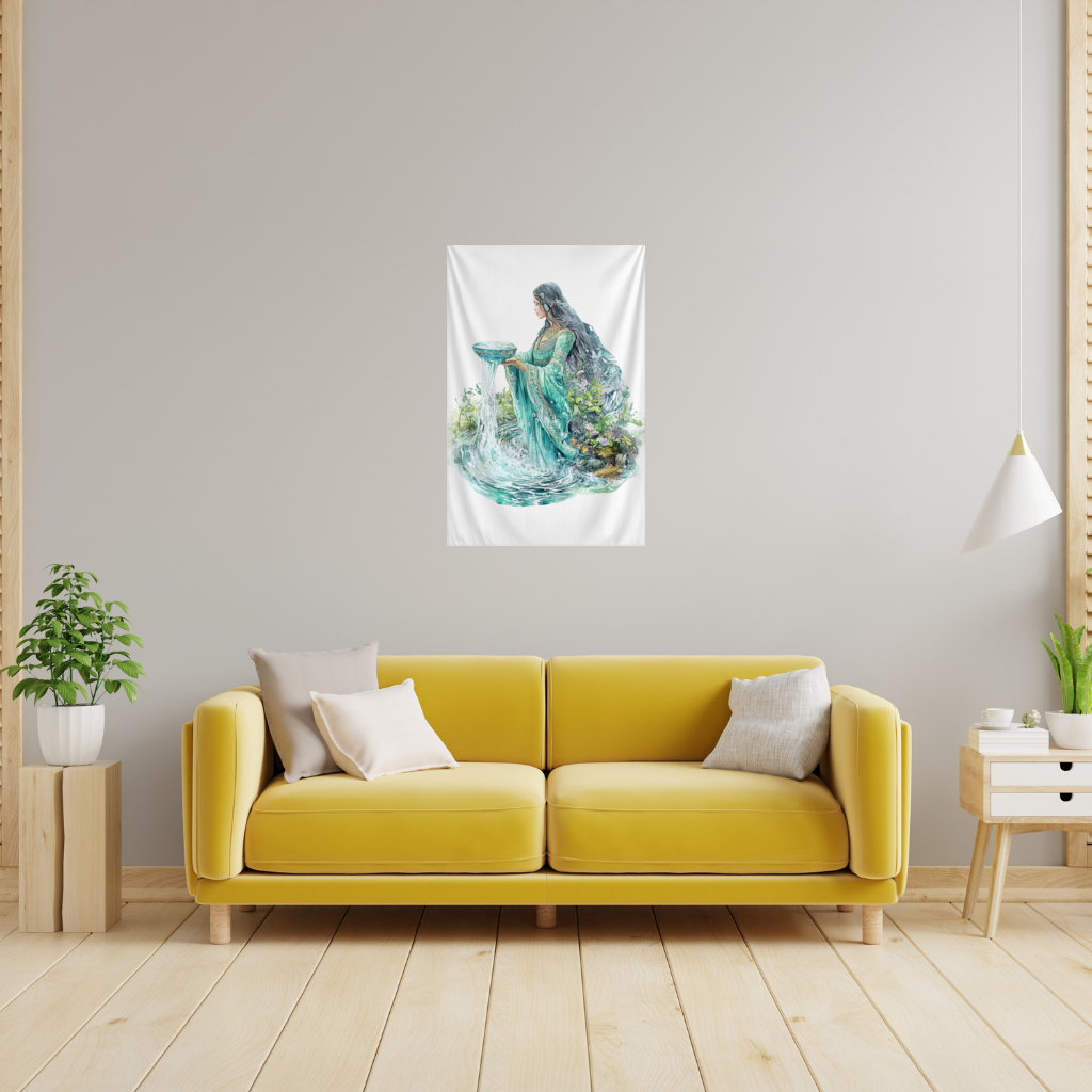 Ethereal Water Goddess Wall Tapestry