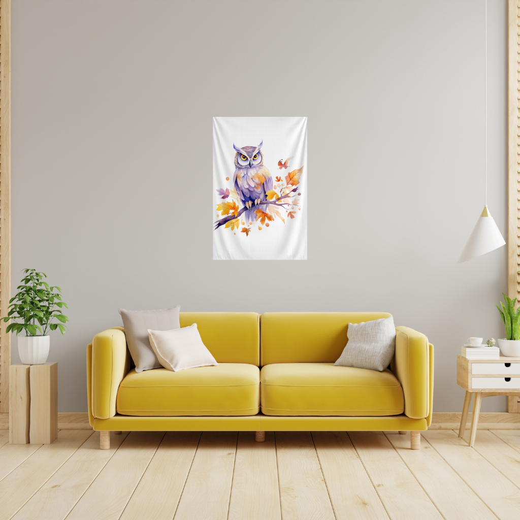 Whimsical Autumn Owl and Butterfly 