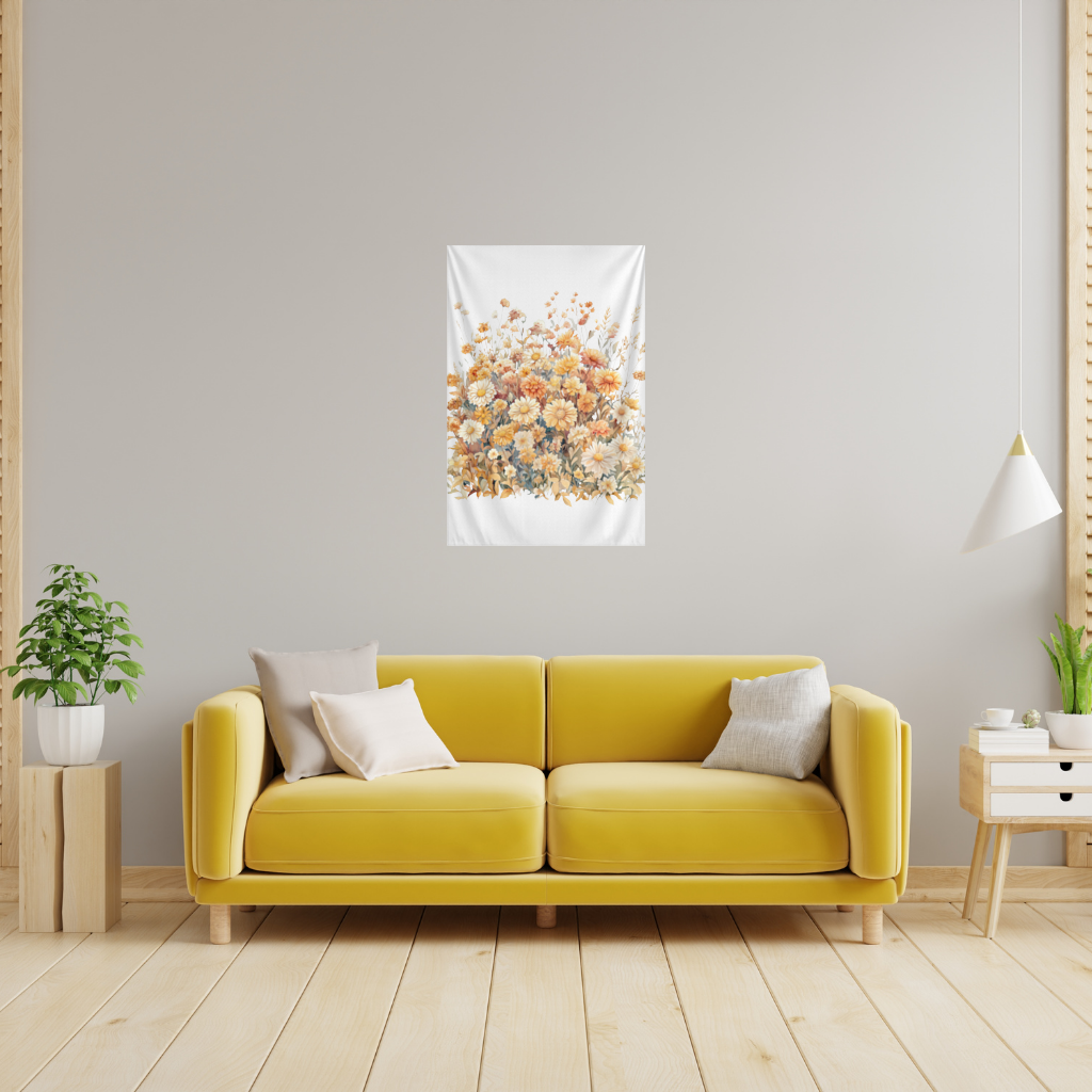 Watercolor Orange Wildflowers 