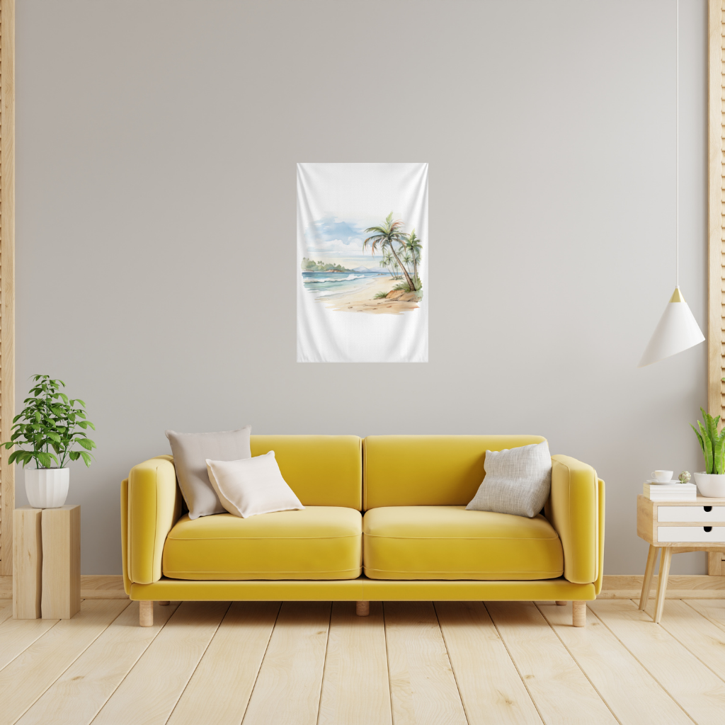 Tropical Palm Tree Beach Wall Tapestry