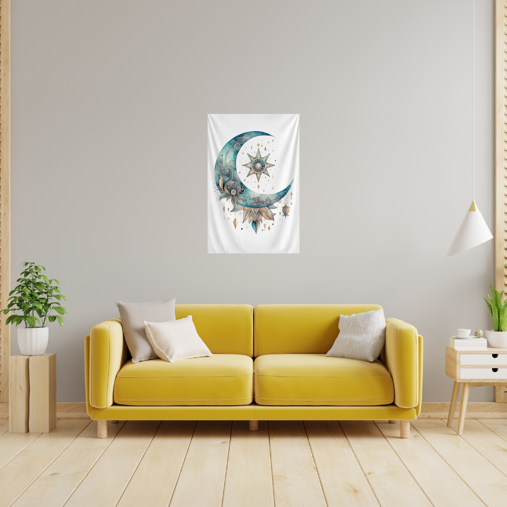 Boho Celestial Sun and Moon Wall Tapestry