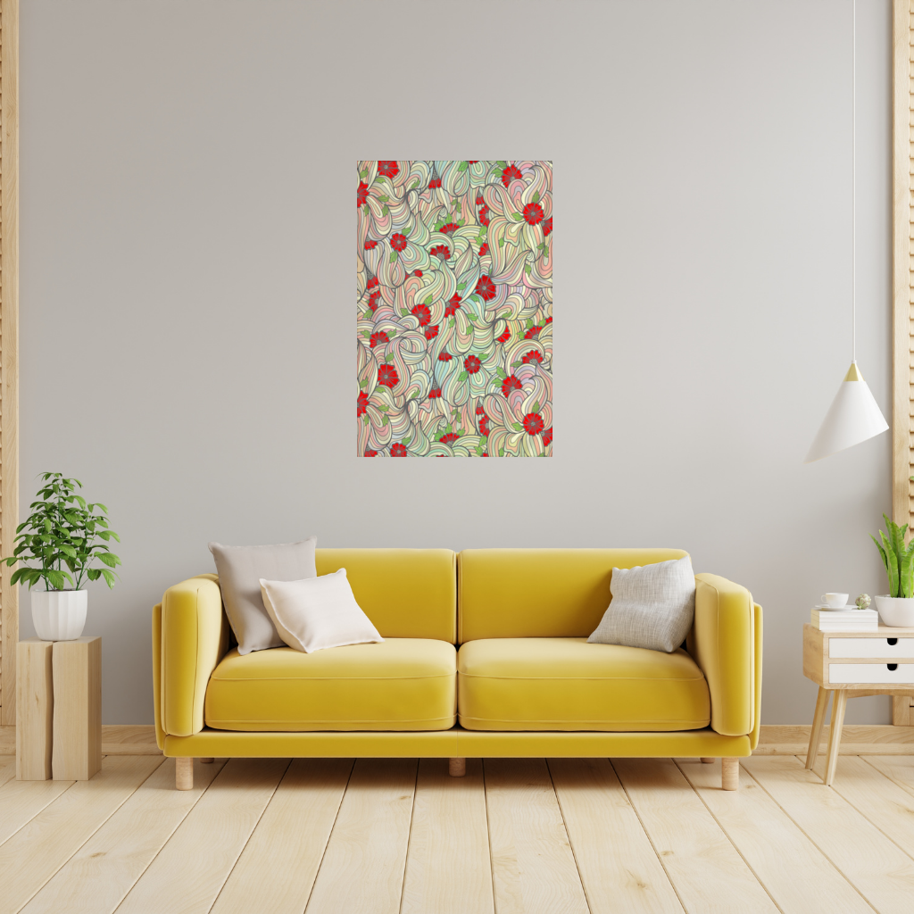 Floral Retro Wavy Pattern Wall Tapestry