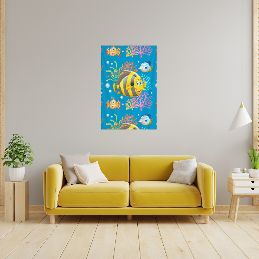 Colorful Tropical Fish and Coral Reef Pattern 